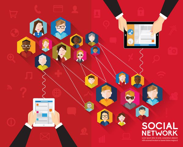 طراحی وکتور مفهومی افراد شبکه های اجتماعی