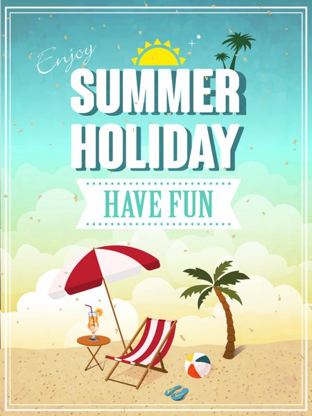 قالب پوستر تعطیلات تابستانی دوست داشتنی از آن لذت ببرید