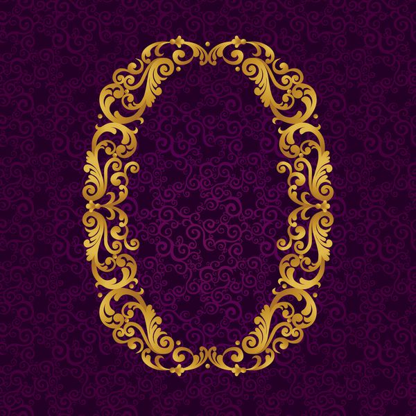 فونت طلایی نوع حرف o بزرگ وکتور عنصر Oque از الفبای طلایی ساخته شده از فر و نقوش گل عنصر abc ویکتوریایی در وکتور