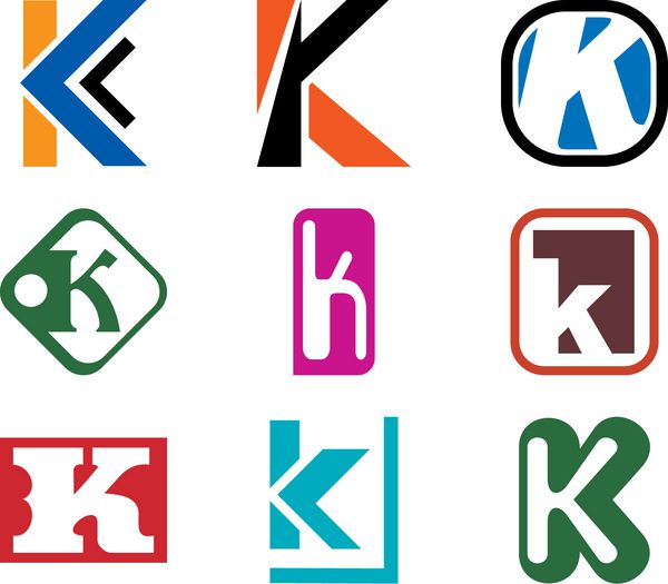 مفاهیم الفبایی طراحی لوگو حرف k برای اطلاعات بیشتر از این سری نمونه کارها را بررسی کنید