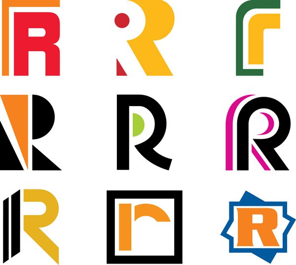 مفاهیم الفبایی طراحی لوگو حرف r برای اطلاعات بیشتر از این سری نمونه کارها را بررسی کنید