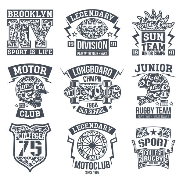 طراحی گرافیکی راگبی موتورکلاب نشان ورزشی کالج لانگ برد برای تی شرت چاپ تک رنگ روی پس زمینه روشن