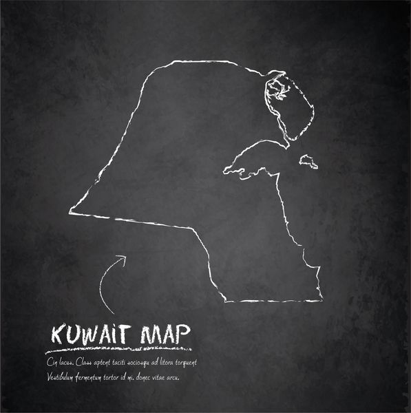 نقشه کویت وکتور تخته سیاه تخته سیاه