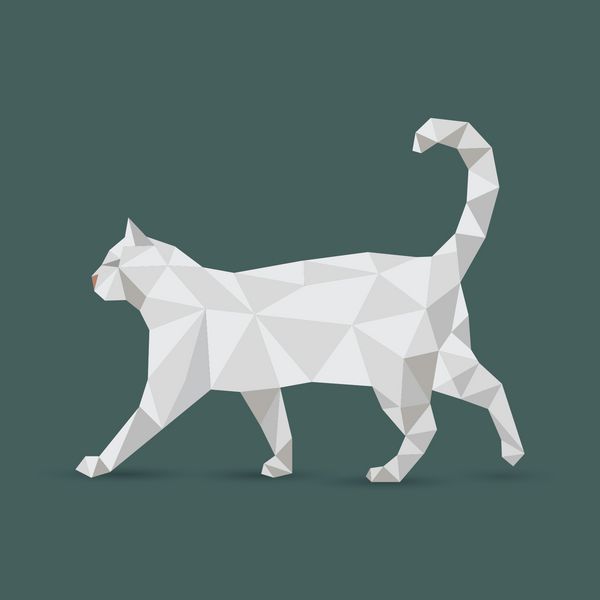 گربه اریگامی سفید - وکتور