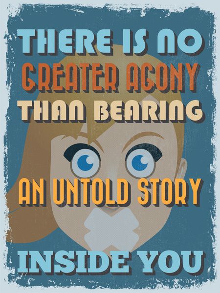 پوستر نقل قول انگیزشی رترو قدیمی هیچ رنجی بزرگتر از تحمل یک داستان ناگفته در درون شما نیست جلوه های گرانج را می توان به راحتی حذف کرد وکتور