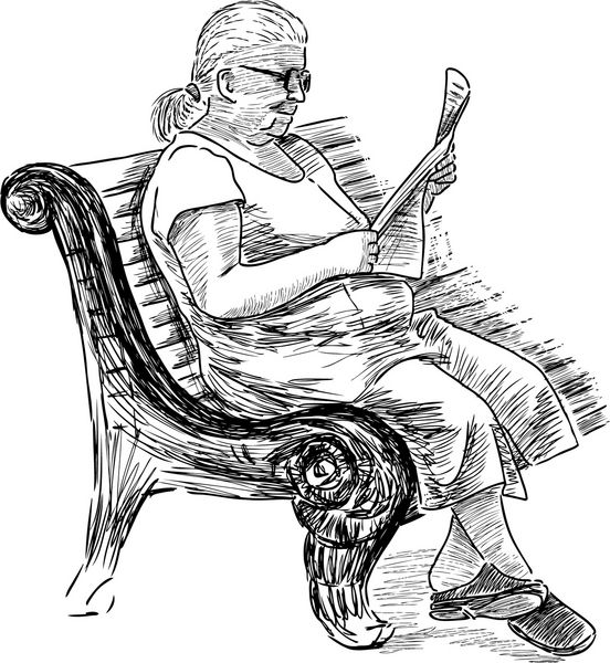 پیرزنی در حال خواندن روزنامه