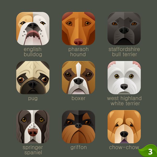 حیوانات fs برای آیکون های برنامه-سگ مجموعه 2