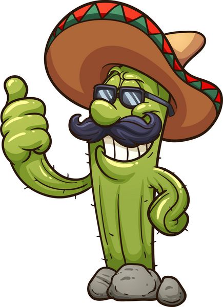 کاکتوس کارتونی مکزیکی وکتور وکتور کلیپ آرت با شیب های ساده همه در یک لایه