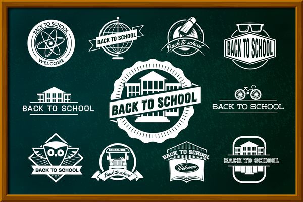 برچسب طرح‌های بازگشت به مدرسه روی تخته سیاه