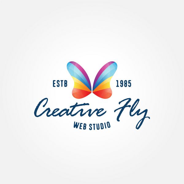 نماد مد روز خلاق پروانه رنگارنگ نماد الگوی لوگو برای شرکت موفق یا استودیو وب