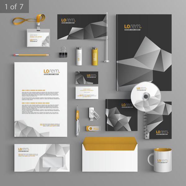 طراحی قالب لوازم التحریر مشکی با عناصر اوریگامی اسناد برای تجارت