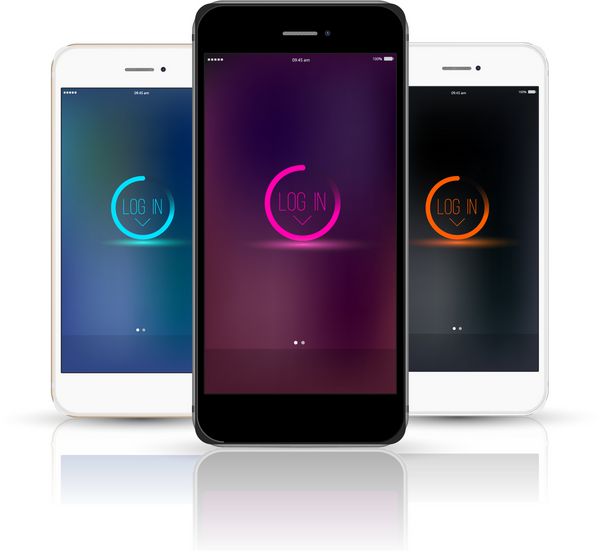 ماکت وکتور واقعی گوشی هوشمند مجموعه سه رنگ مدل جدا شده می توانید برای چاپ قاب یا پس زمینه و وب سایت استفاده کنید