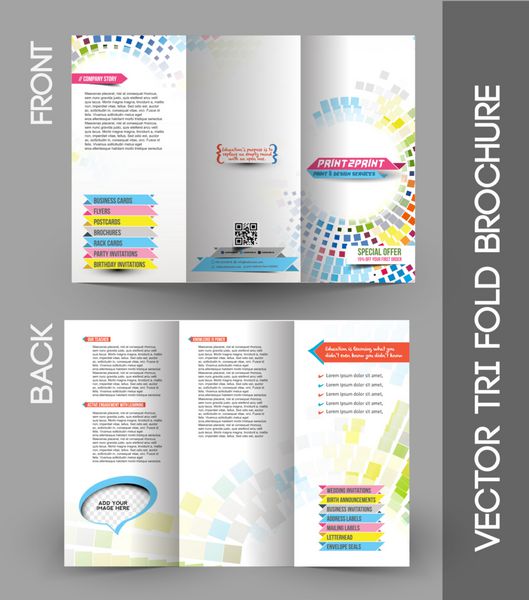 عنصر طراحی بروشور سه تایی مدیریت رنگ مطبوعاتی
