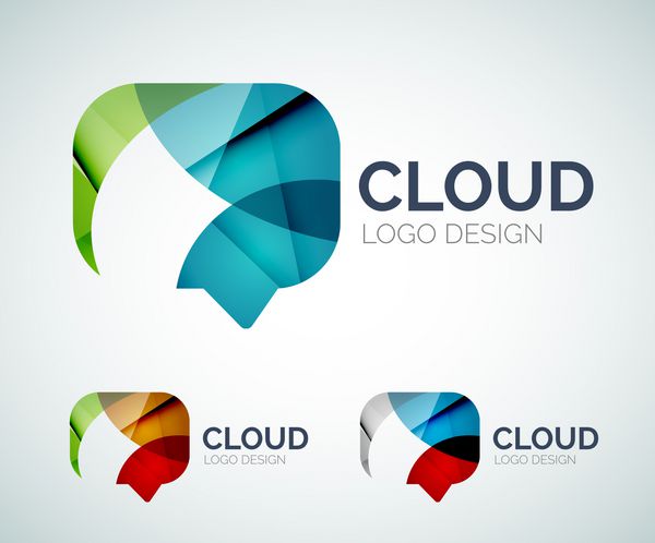 طراحی لوگو ابر چت انتزاعی ساخته شده از قطعات رنگی - اشکال هندسی مختلف