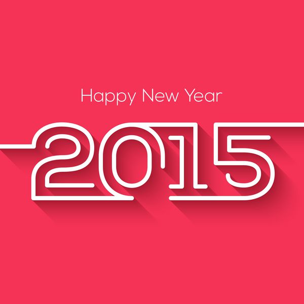 طراحی خلاقانه کارت تبریک سال نو 2015 به سبک تخت با سایه بلند