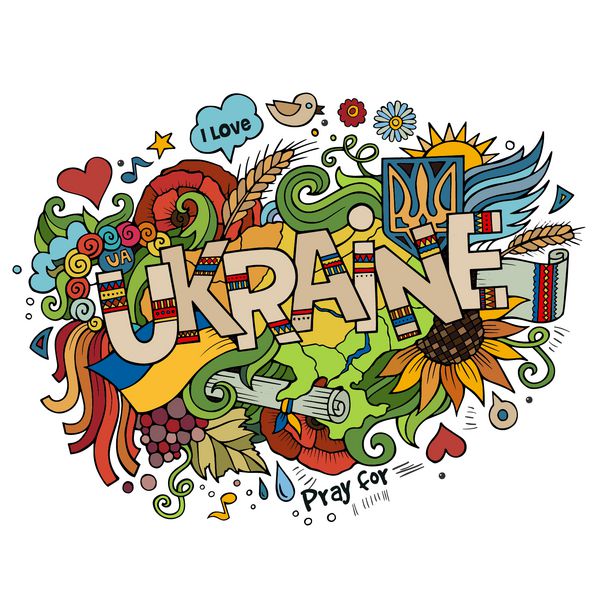 حروف دست اوکراین و پس زمینه عناصر ابله وکتور
