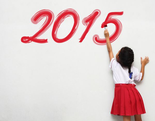 دختر کوچک سال نو مبارک 2015 را بنویس