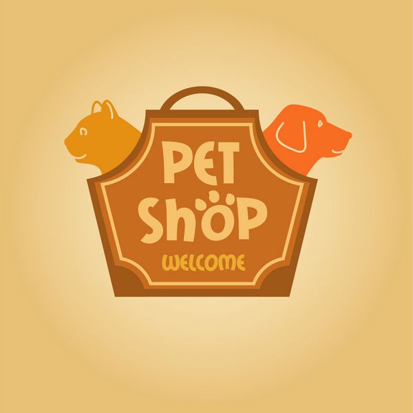 لوگو با حیوانات برای پت شاپ گربه و سگ گربه و سگ در کیف حمل