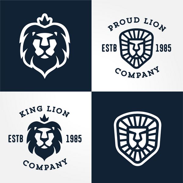 مجموعه ای از الگوهای لوگوی شیر برای کسب و کار شما مجموعه ای از نمادها برای انتقال ایده قدرت قدرت افتخار میراث و سنت های امنیتی گارد افتخاری