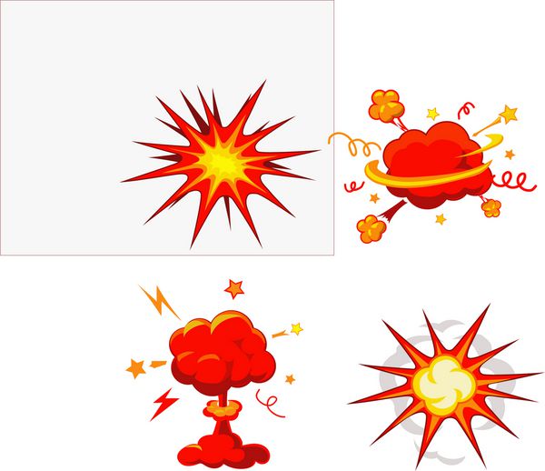 انفجار کتاب کمیک بمب و انفجار مجموعه تصویر مجموعه ای از انفجار کتاب کمیک انفجار و دیگر نمادهای کارتونی آتش انفجار و انفجار