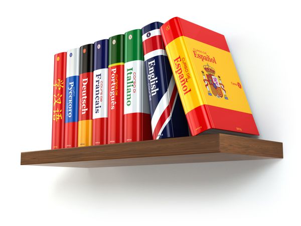 فرهنگ لغت در قفسه کتاب پس زمینه جدا شده سفید 3 بعدی