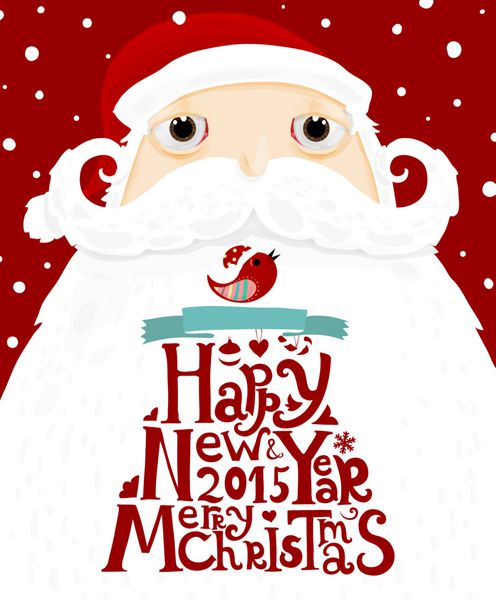 بابا نوئل با برچسب کریسمس مبارک برای دعوت نامه ها و کارت های تبریک تعطیلات پوستر کریسمس بنر پلاکارد یا قالب کارت تصویر زمستانی با دانه های برف