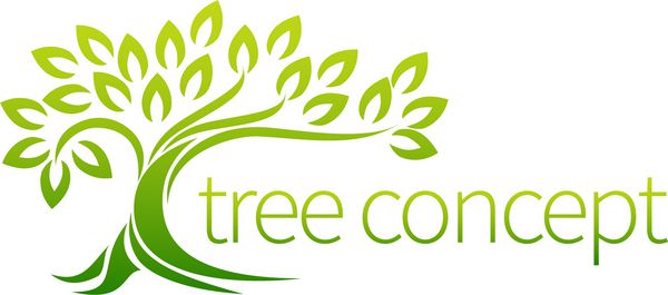 مفهوم نماد درخت یک درخت تلطیف شده با برگ خود را به استفاده با متن می دهد