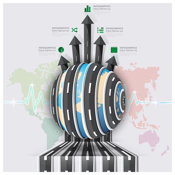 الگوی طراحی اینفوگرافیک جاده و خیابان جهانی برای سفر و سفر