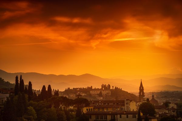 غروب زیبای خورشید در فلورانس ایتالیا