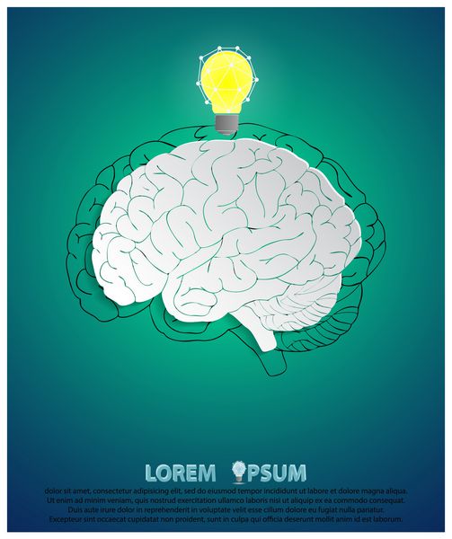 طراحی انتزاعی کاغذ مغز با ایده لامپ