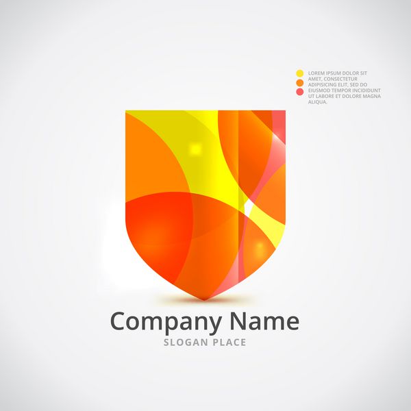 طراحی لوگو سپر ایمن انتزاعی ساخته شده از قطعات رنگی - اشکال هندسی مختلف