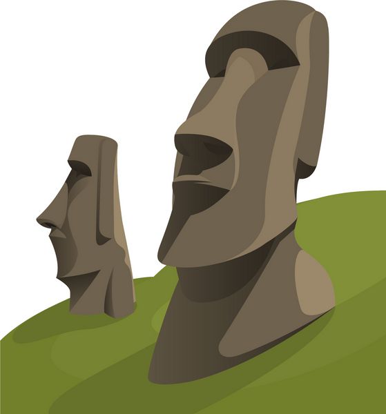moai moais مجسمه های یکپارچه جزیره عید پاک پلینزی کارتون وکتور وکتور