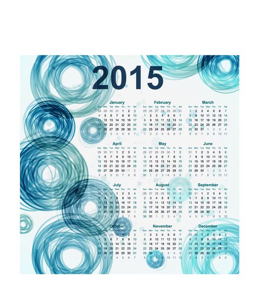تقویم 2015 با عناصر دکوراسیون گرد بردار