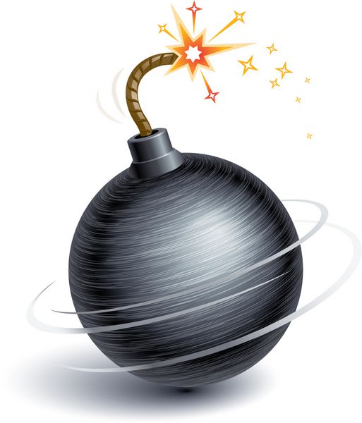 بمب در حال چرخش با فیوز سوزان cmyk سازماندهی شده توسط لایه ها رنگ های جهانی گرادیان های مورد استفاده