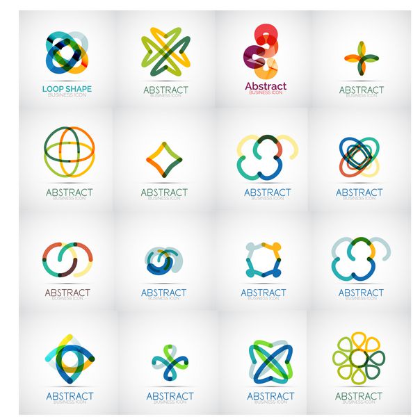 مجموعه وکتور آرم شرکت انتزاعی - لوگوتایپ های تجاری مختلف مدرن