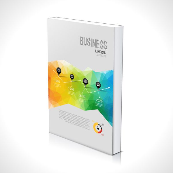 قالب سه بعدی طراحی کسب و کار بروشور جلد کتاب بروشور مجله طرح بندی ماکت مثلث هندسی اشکال چند ضلعی اطلاعات گرافیکی وکتور