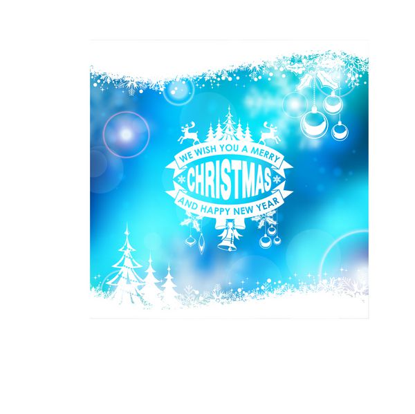 قاب کریسمس با برچسب رترو درخت گوزن بابل و دانه برف در پس‌زمینه بوکه تار قالب وکتور برای بروشور و بروشور