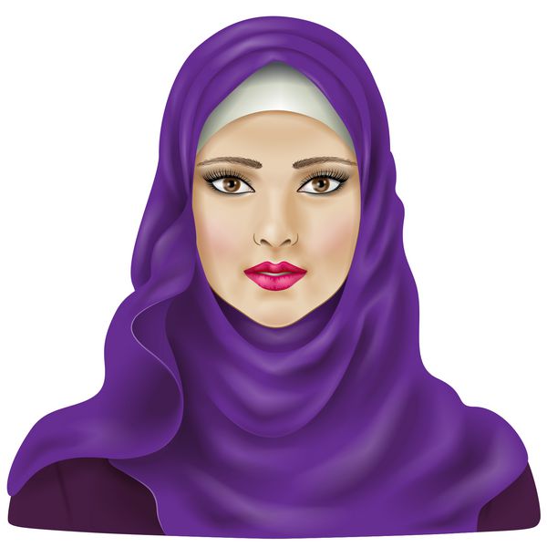 دختر مسلمان با حجاب بنفش