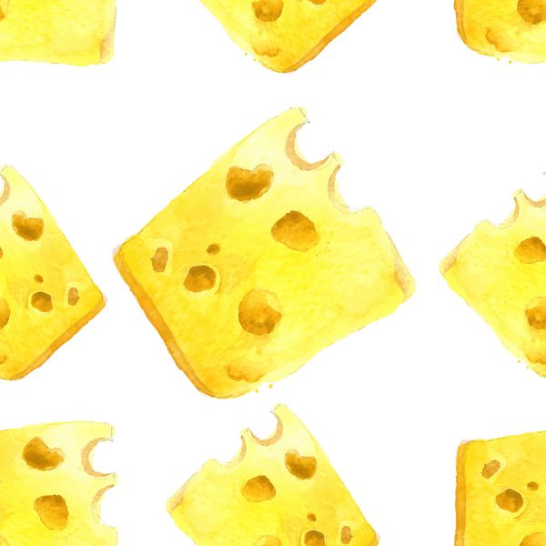 پنیر آبرنگ بدون درز روی پس زمینه سفید