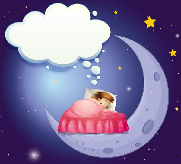 تصویر دختری که در رختخواب خواب شیرینی می بیند