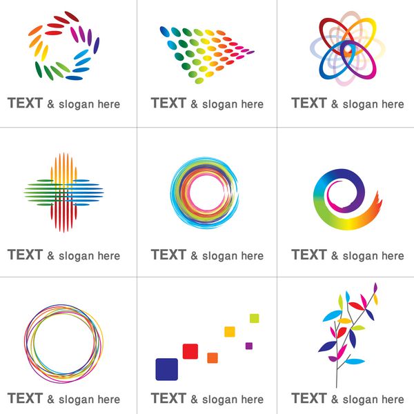 مجموعه ای از عناصر طراحی هویت برند نمادها و نمادهای وکتور مانند لوگو