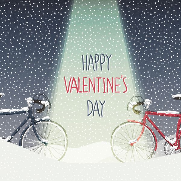 کارت اس دوچرخه های پوشیده از برف صحنه آرام زمستانی