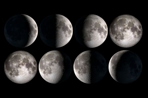 کلاژ فازهای ماه عناصر این تصویر توسط ناسا ارائه شده است