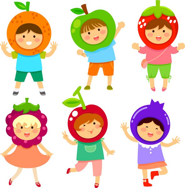 بچه های ناز با لباس میوه