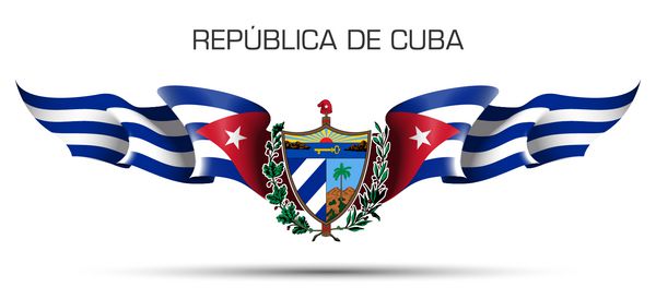 وکتور بنر جشن با پرچم های کوبا و کتیبه ای به زبان اسپانیایی جمهوری کوبا