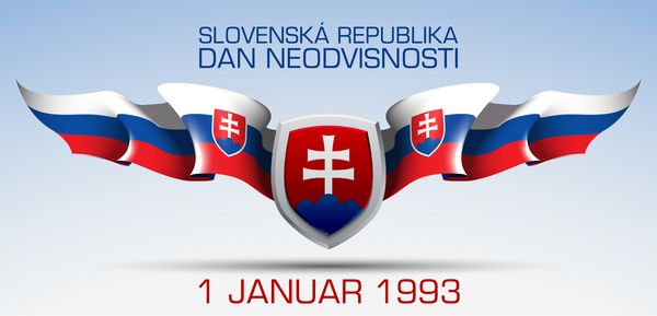 وکتور بنر جشن با پرچم های جمهوری اسلواکی و کتیبه ای به زبان اسلواکی جمهوری اسلواکی روز استقلال 1 ژانویه 1993
