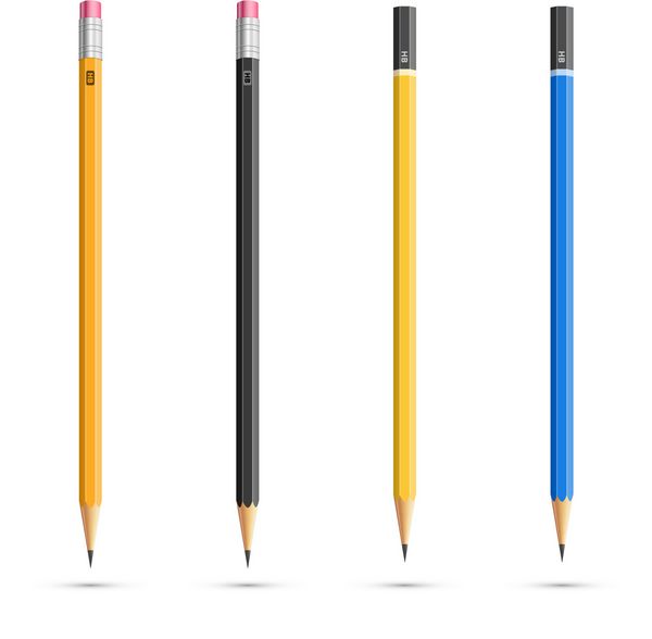 چهار مداد وکتور واقع گرایانه با طراحی کلاسیک متفاوت