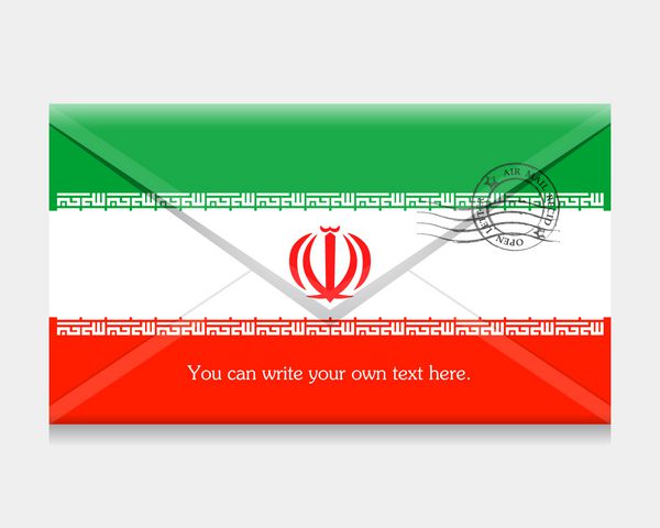 پرچم به عنوان یک پاکت باز با یک نامه پرچم کشور ایران تهران بردار آیکون