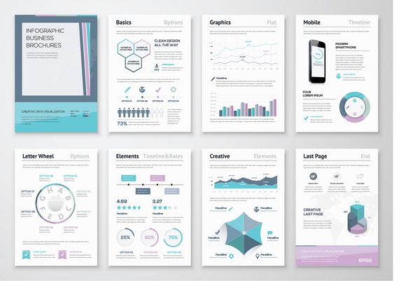 بروشورهای تجاری اینفوگرافیک برای مشاهده داده های شرکتی مجموعه بزرگی از عناصر وکتور اینفوگرافیک مدرن برای مفاهیم وب چاپ مجله بروشور بروشور رسانه بازاریابی و تبلیغات