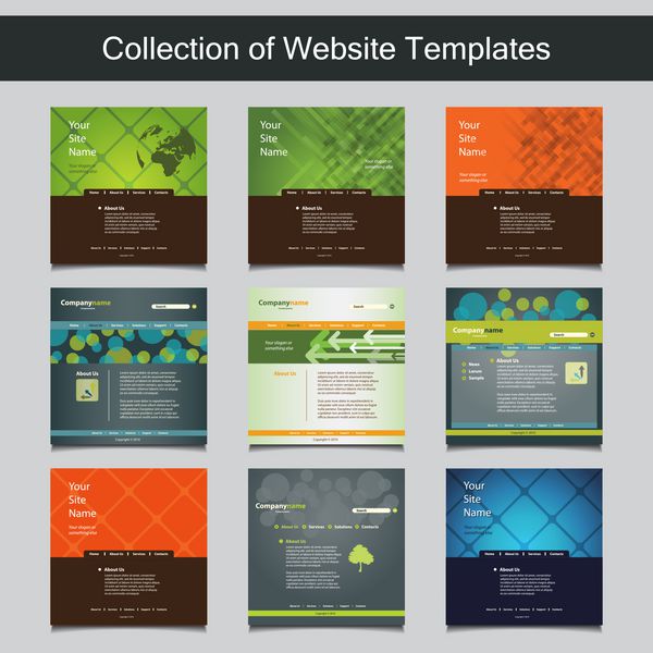 مجموعه ای از قالب های وب سایت برای کسب و کار شما - نه قالب طراحی زیبا و ساده با الگوهای مختلف و طرح های هدر